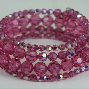 Handmade Swarovski Crystal Wrap Bracelet
*Round Rose Crystals 
*Memory wire